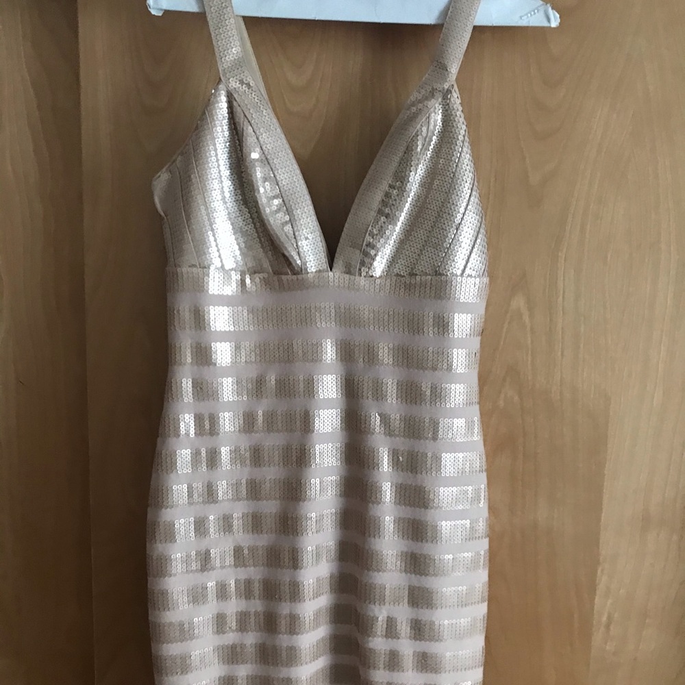 Gold sequin mini dress